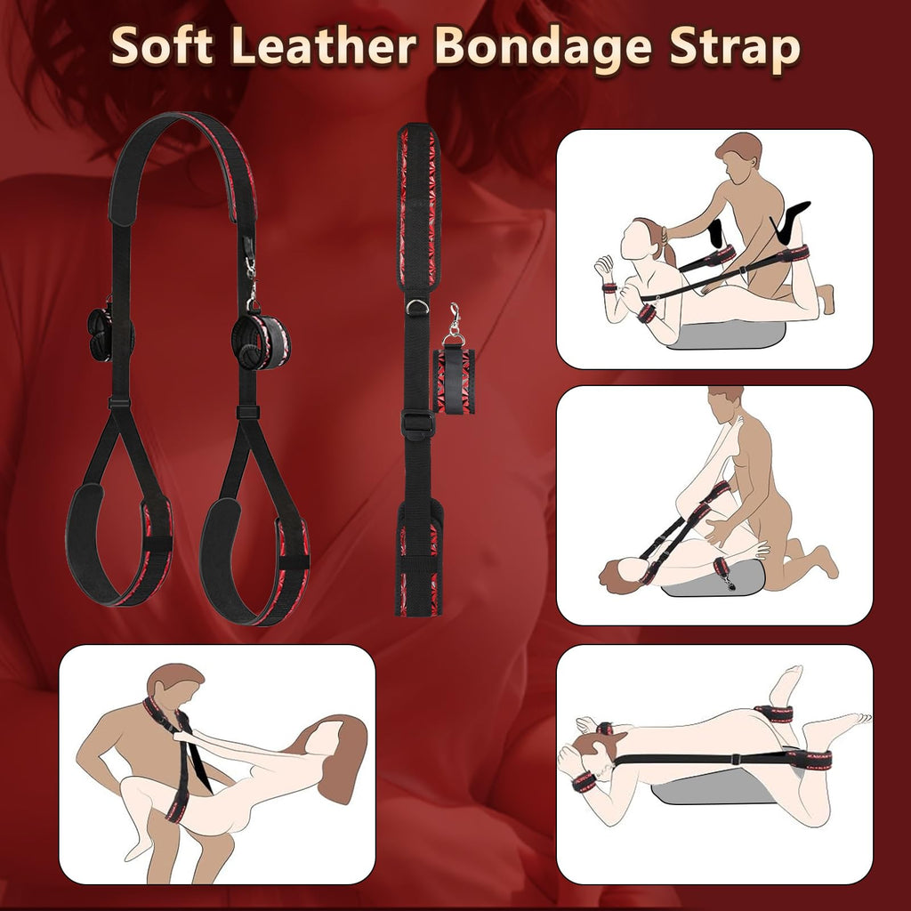 Sex Position Pillow Cushion with Sex Leather Bondage Strap, Sex Furniture for Bedroom Sex Chair, Couple Sex Toys for Deep Positi