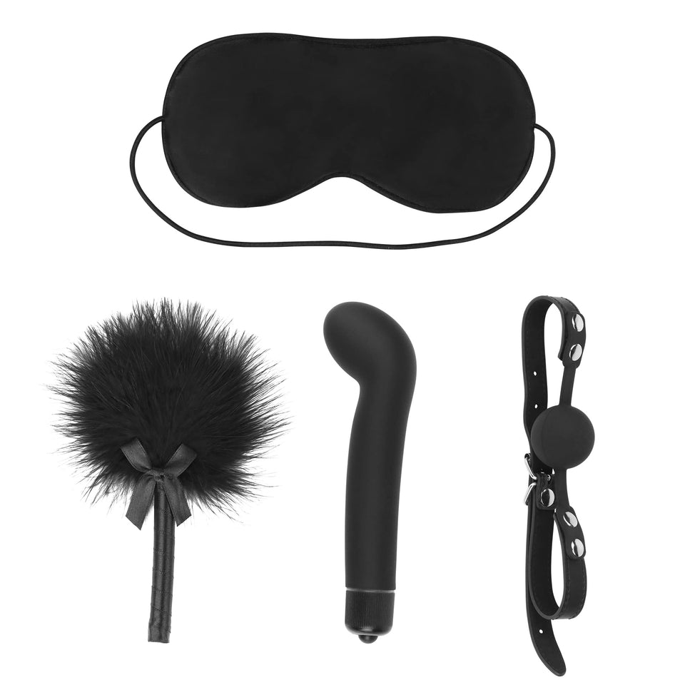 Sex Bondage BDSM Kit, Basic Restraints Set Toys for Adults Couples - Ball Gag for Mouth, Feather Tickler, Blindfolds for Sex Pla