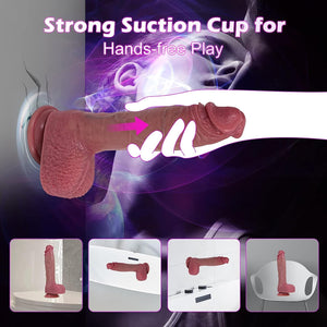10 Inch Realistic Big Dildo Sex Toys, Large Lifelike Vibrating Dildos with Heating & 9 Vibrations 3 Thrusts for Anal G Spot Stim