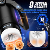 AOOXOOA Sex Toys for Men Automatic Male Masturbator Penis Pump, 9 Scrotal Vibrations, Wing Handle Design, 9 Thrusting, LCD Displ