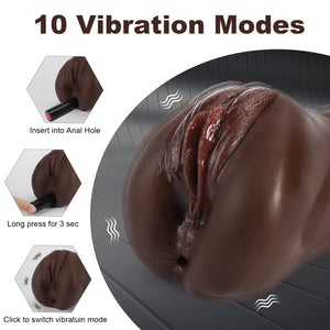 3 in 1 Pocket Pussy Male Masturbators with Bullet Vibrator - 10 Vibrations Modes Male Stroker with Textured Mouth Vagina & Tight