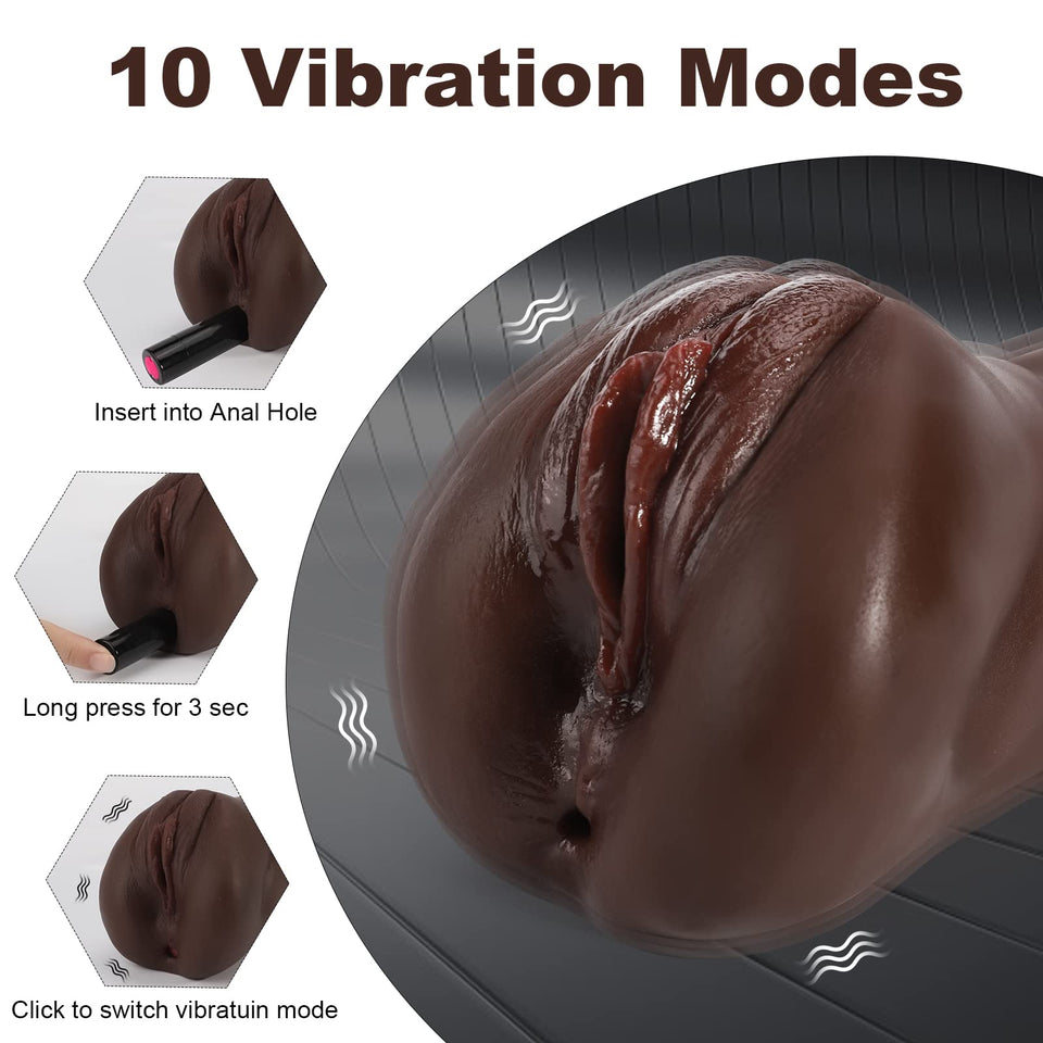 3 in 1 Pocket Pussy Male Masturbators with Bullet Vibrator - 10 Vibrations Modes Male Stroker with Textured Mouth Vagina & Tight