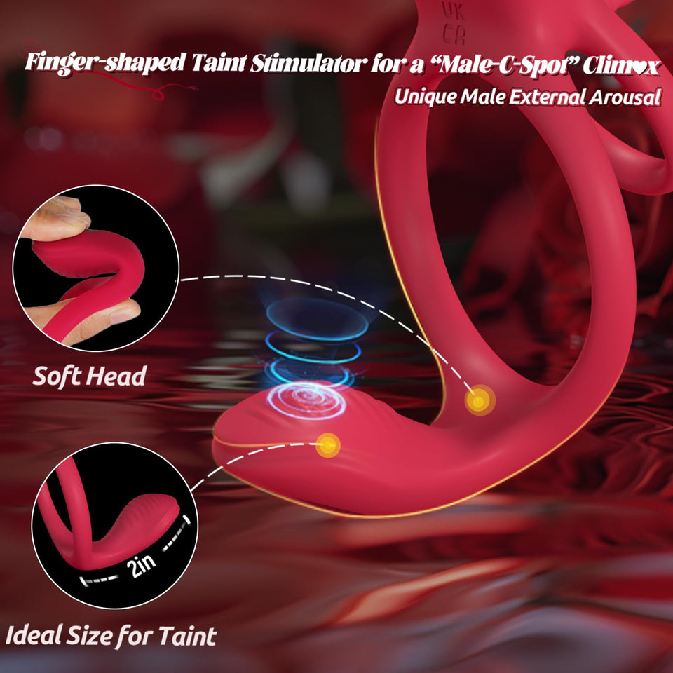 Vibrating Cock Ring Penis Sleeve with Rose Clitoral Stimulator, Penis Ring Vibrator Couples Adult Sex Toys for Men Women, Penis