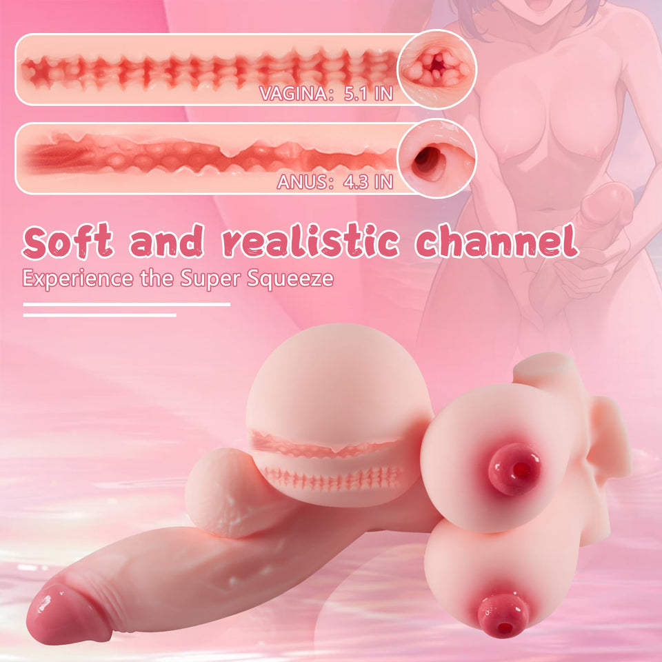 40.7lb Shemale Sex Doll Fantasy Big Dildo with 5 Holes insertable Male Masturbator, Adult Sex Dolls with Big Boobs Vagina and An