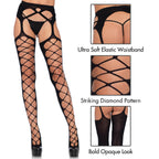 Diamond net opaque stockings w