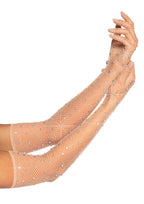 Rhinestone Fishnet Opera Lengt - O/S / Nude