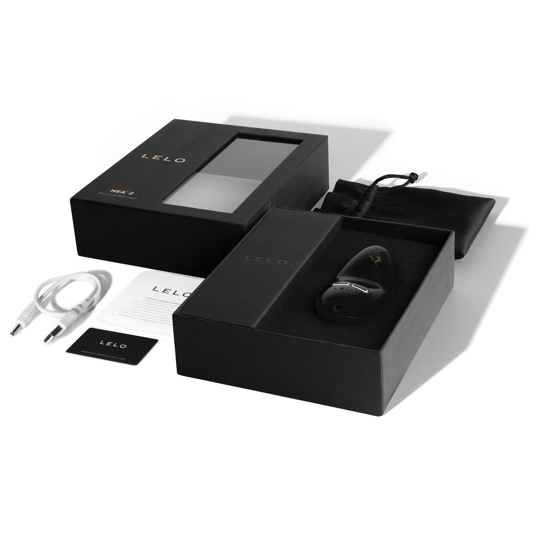 Lelo Nea 2 Rechargeable Luxury External Personal Massager, Obsidian Black