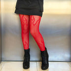 Flame Net Tights. - O/S / Red