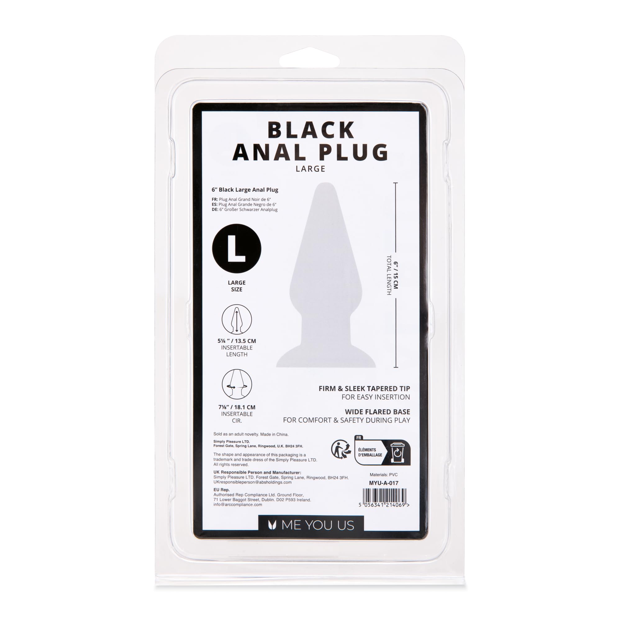 Me You Us Black Large Anal Plug