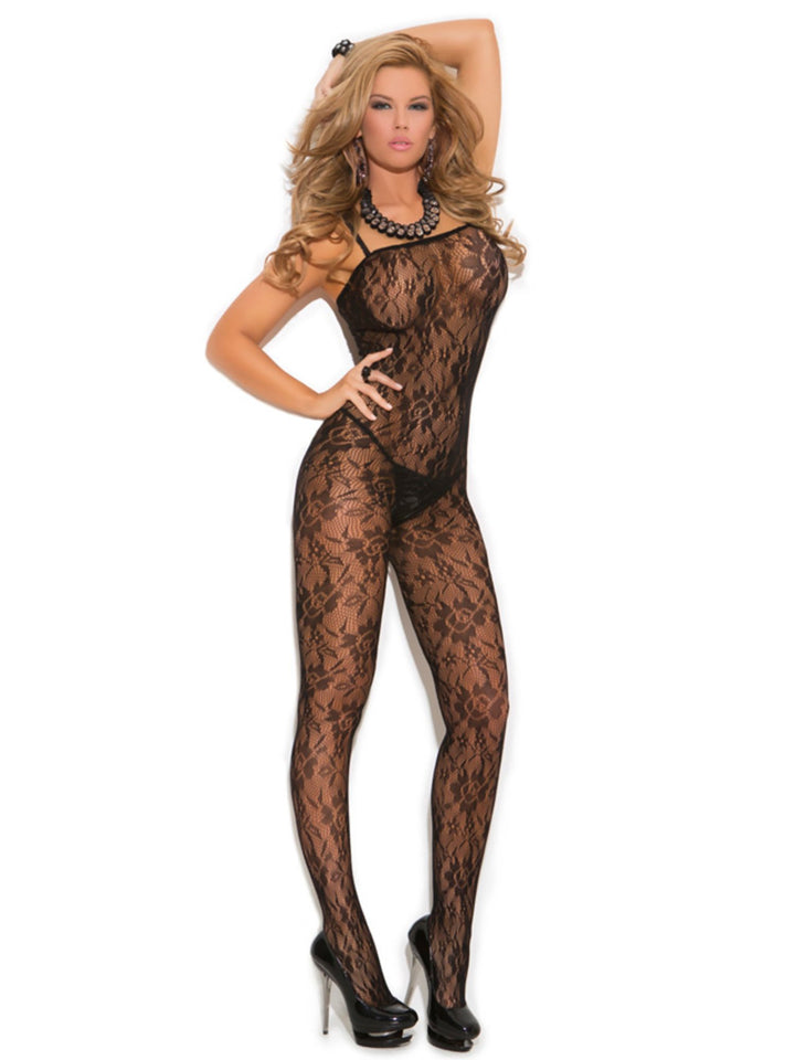 Rose Lace Bodystocking - O/S - Black