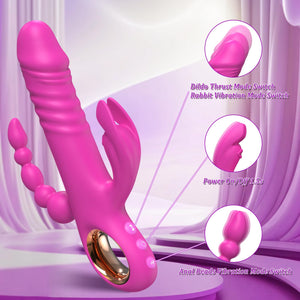 Thrusting Dildo Vibrator Sex Toys for Women, G Spot Anal Rabbit Vibrators Adult Sex Toys with 7 Powerful Speeds & 7 Vibrating Mo
