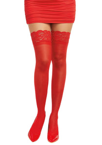 Dg Thigh Highs W/ Silicone Top Red Os