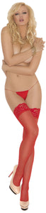 Elegant Moments Women'S Sheer Back Seam Thigh High, Red, One Size