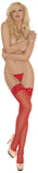 Elegant Moments Women'S Sheer Back Seam Thigh High, Red, One Size