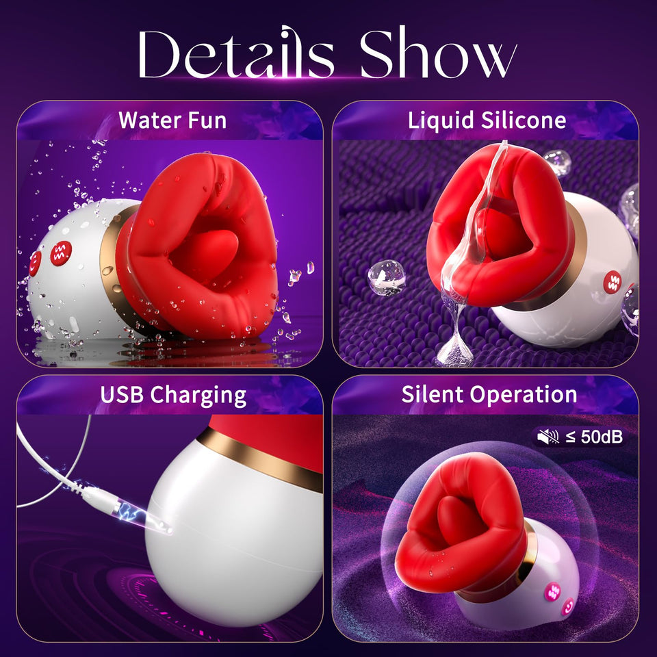 Jimiyef Vibrator Adult Sex Toys for Women - 3IN1 Mouth-Shaped Sucking Vibrator, 10 Tongue Licking 3 Sucking Nipples Anal Clit Su