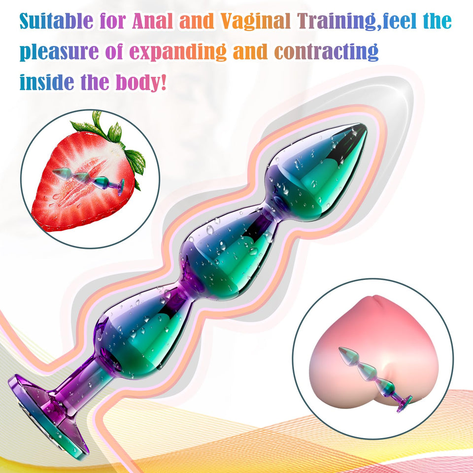 Metal Anal Beads Butt Plug Sex Toys for Men Women and Couples, Anal Trainer Pack of 3 Graduated Stainless Steel Adult Toys, Pros