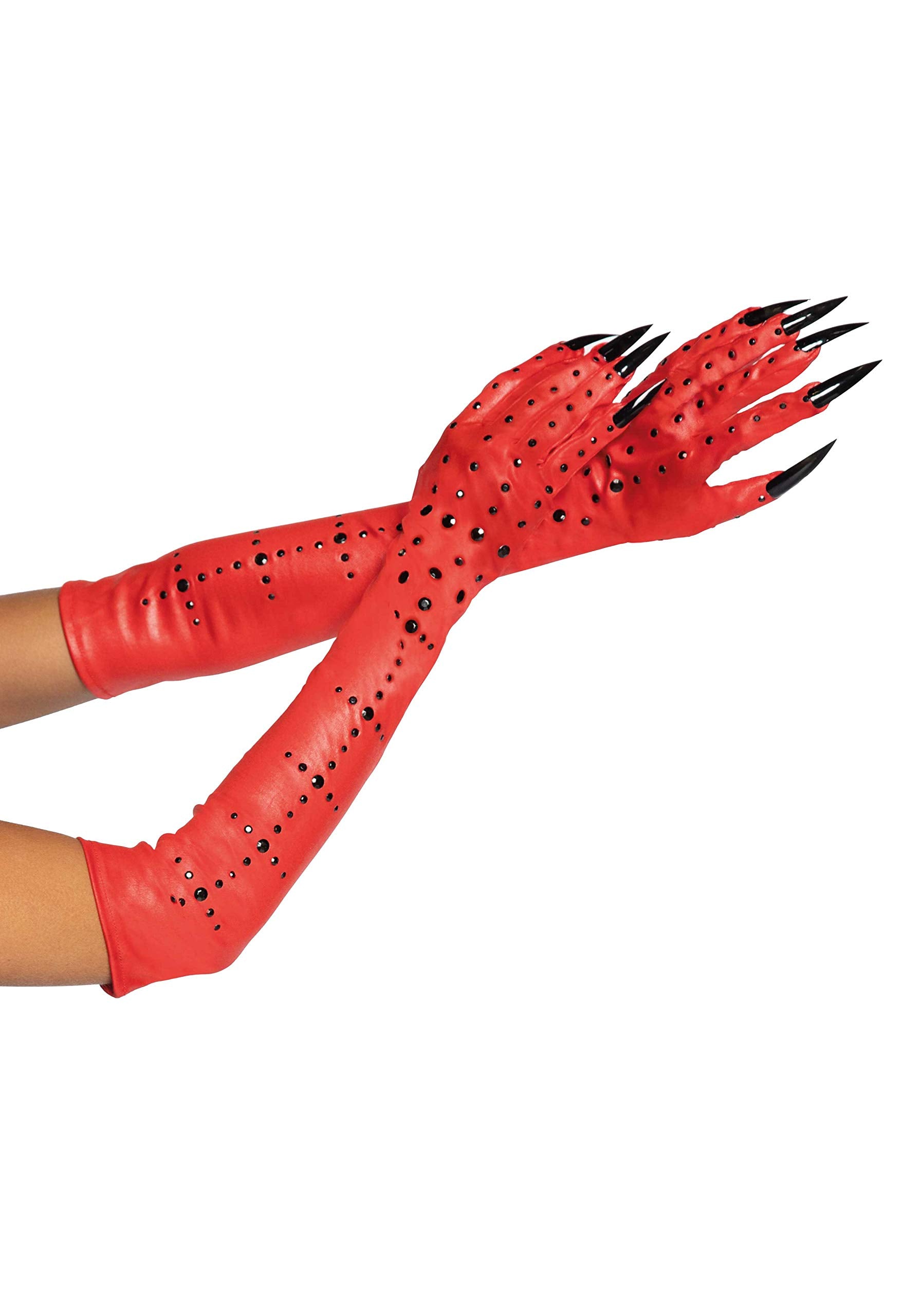 Rhinestone demon claw gloves. - O/S / RED