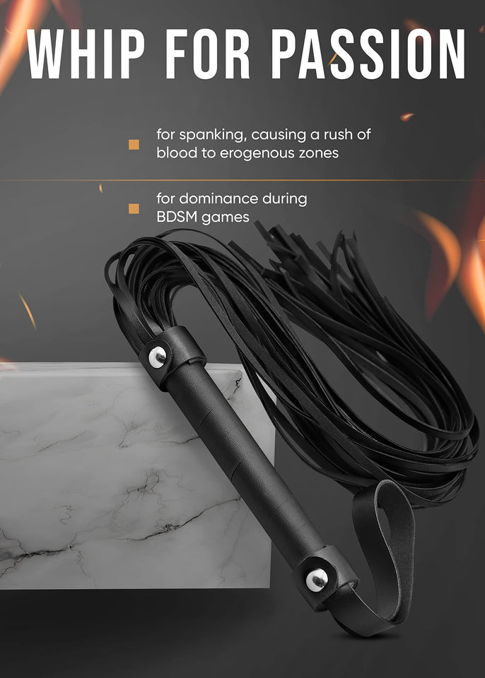 MALINERO Whip BDSM Sex Set Feather Tickler Sex Whip Adult Spanking French Tickler Whip for Sex Play BDSM Flogger Paddle Kit