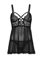 2 Pc Eyelash Lace Keyhole Halter Dress With Scalloped Lace Cut Out Details, Adjustable Hook-N-Eye Back Strap, And Matching G-Str