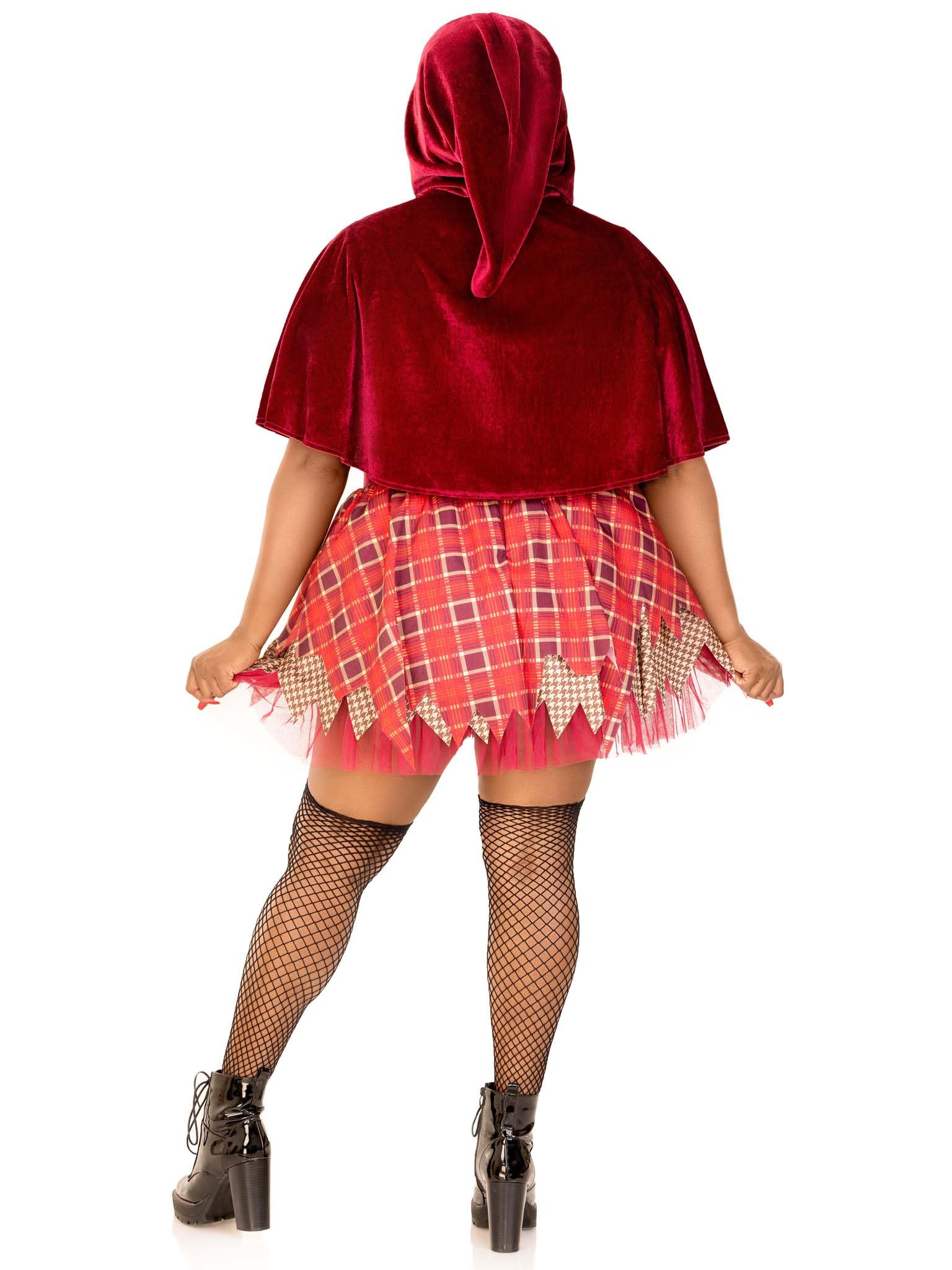 2 Pc Salem Sweetie, Includes Lace Up Patchwork Peasant Dress With Tattered Garter Skirt And Collared Caplet With Pointed Hood.