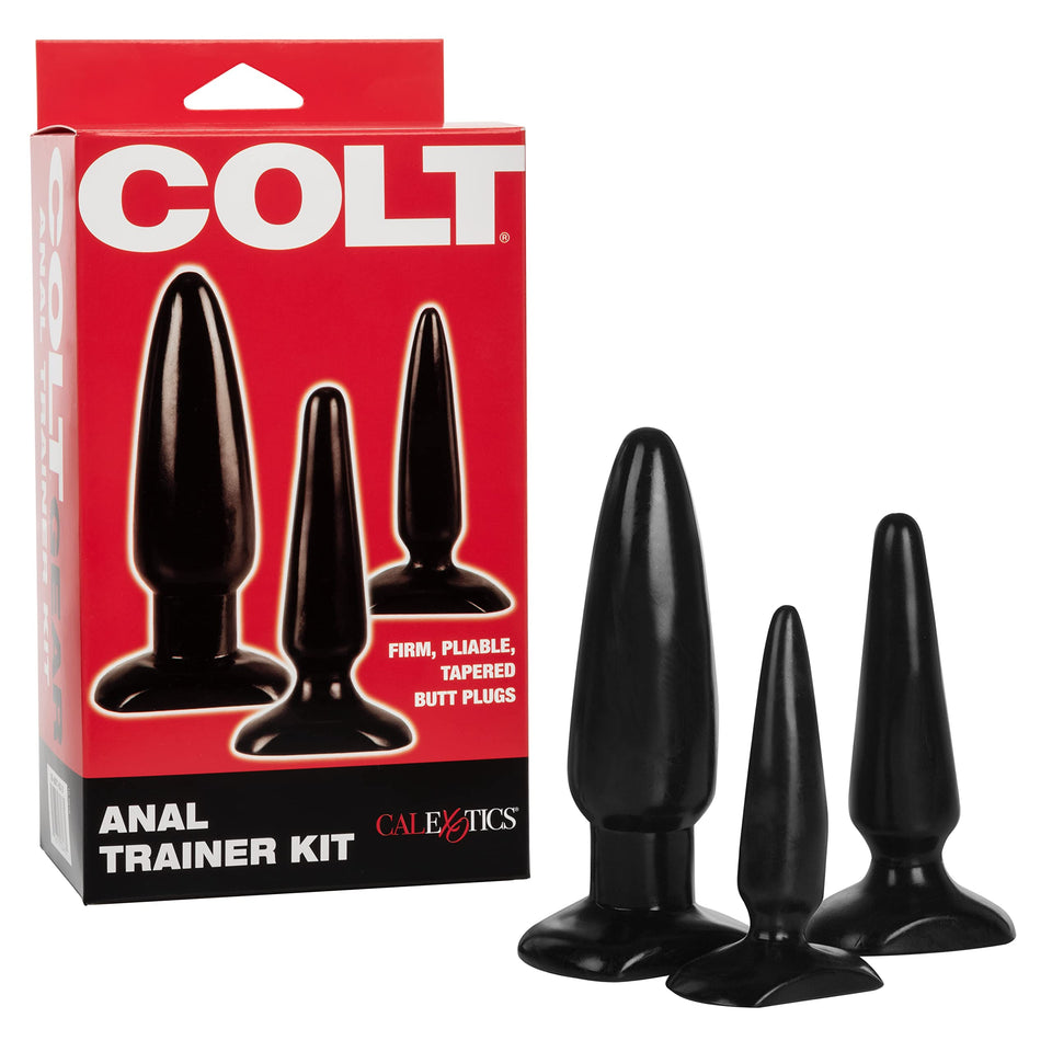 CalExotics Colt Anal Trainer Kit - 3 Piece Male Butt Plug Set - Waterproof Fetish Sex Toys for Couples - Black