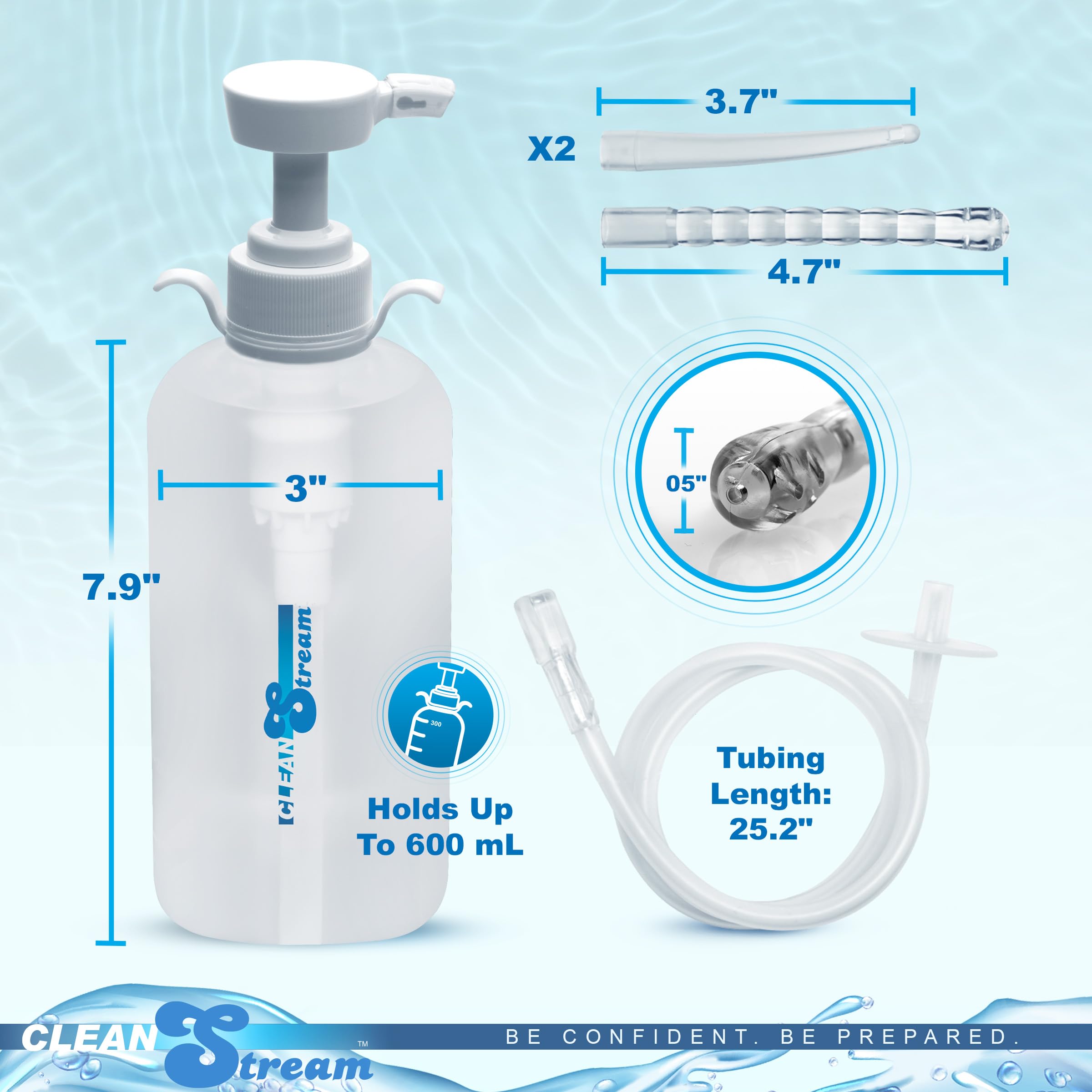 CleanStream XL Enema Bottle 3Attachments