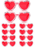 Saysurey 12 Pcs Galentine Gang Party Supplies Valentine Favors for Women Happy Galentines Heart Sunglasses Bulk Red Rimless Pear