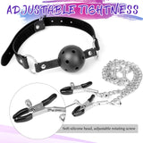 itfmypn Sex Bondage BDSM Bondaged Restraints Set Sex Toy with Breathable Ball Gag Nipple Clamp Clitoris Clip & Analplug Included