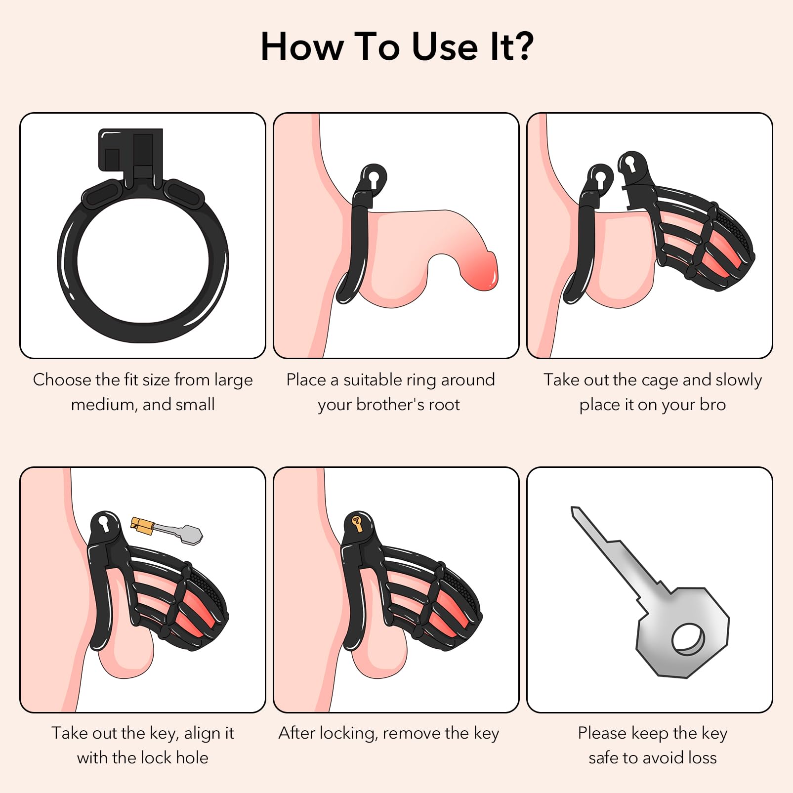 Male Chastity Device Cock Cage - UTIMI Lightweight Plastic Chastity Cage for Man Penis Exercise 3D Printed Black Bondage Gear Ad