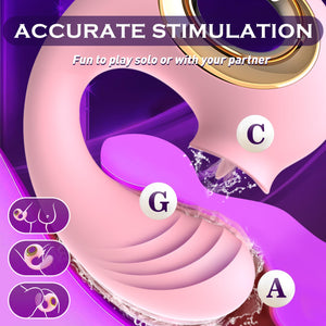 Rose Sex Toys Adult Toys for Women, G Spot Vibrator for Double Stimulation with 12 Vibrating & Tongue Licking Modes, Anal Dildos