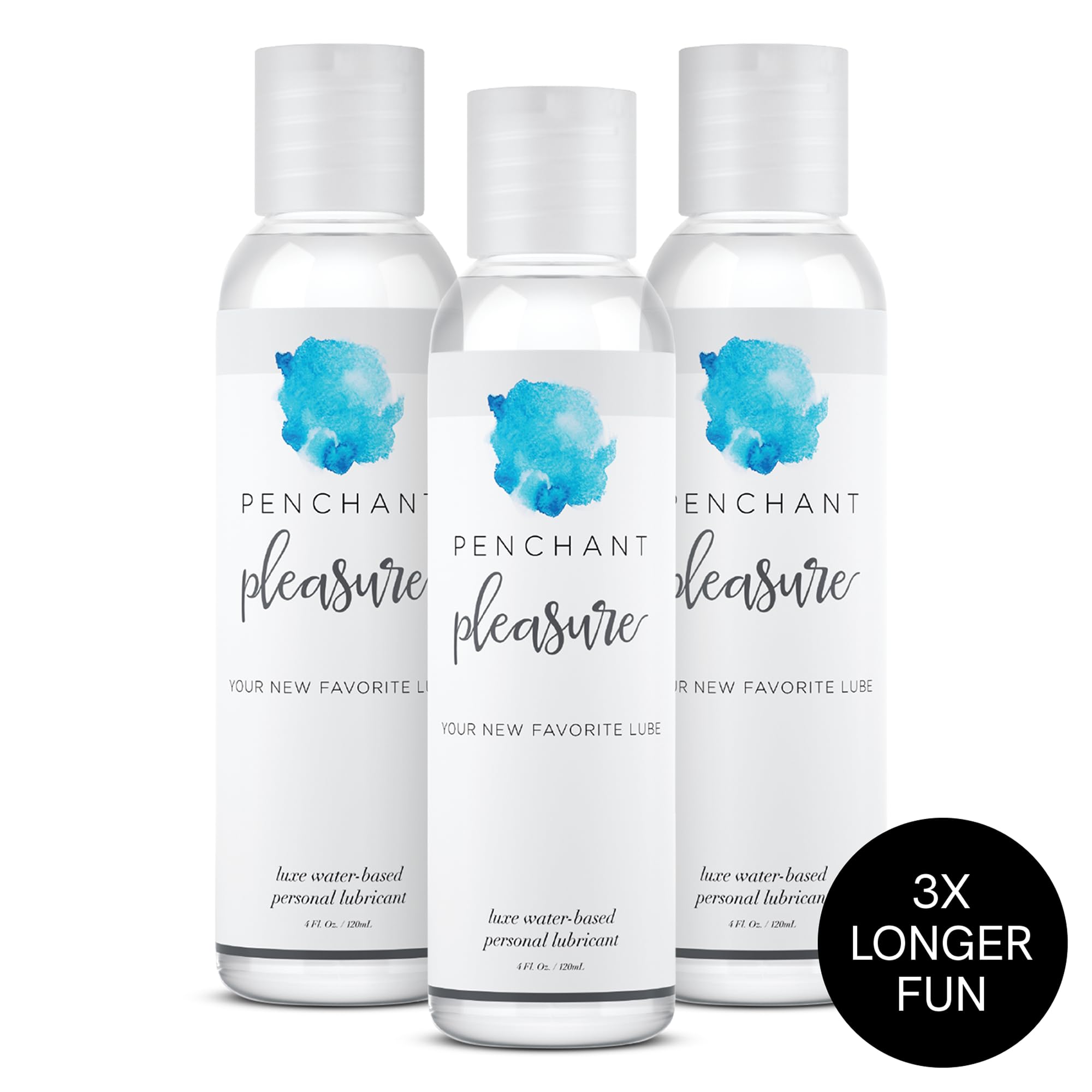 Penchant Water-Based Lube, Natural Moisturizing Lubricant Gel for Men, Women & Couples (3 Pack, 12Fl Oz Total)