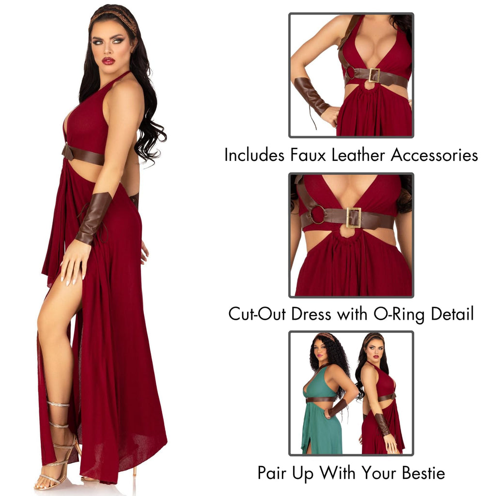 4Pc.Warrior Maiden,Dress,Arm Cuffs,Shoulder Harness,Headpiece