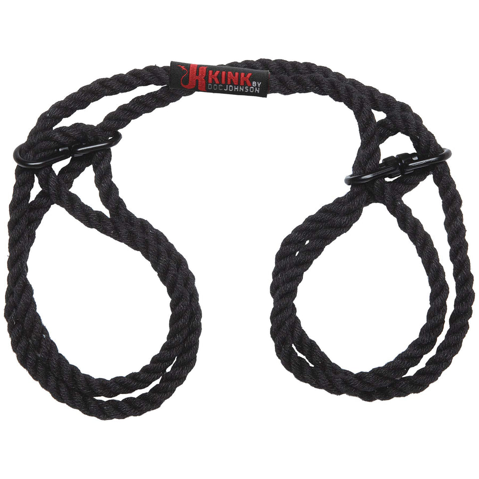 KINK by Doc Johnson  Hogtied  Bind  Tie  6mm Hemp Wrist or Ankle Cuffs  Quick  Easy Use and Removal  Black