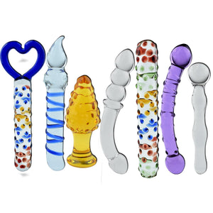 Rbenxia 7 Types Set Crystal Glass Anal Plug New Top Unique Design Sex Toy Adult Products Crystal Glass SM G-spot Pleasure Anal B