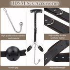 SM Sex Toys Anal Hook BDSM Restraint Kit Sex Bondage with Comfortable and Durable Ball gags Choker and Adjustable Leather Handcu