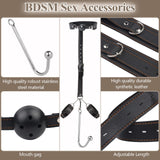 SM Sex Toys Anal Hook BDSM Restraint Kit Sex Bondage with Comfortable and Durable Ball gags Choker and Adjustable Leather Handcu