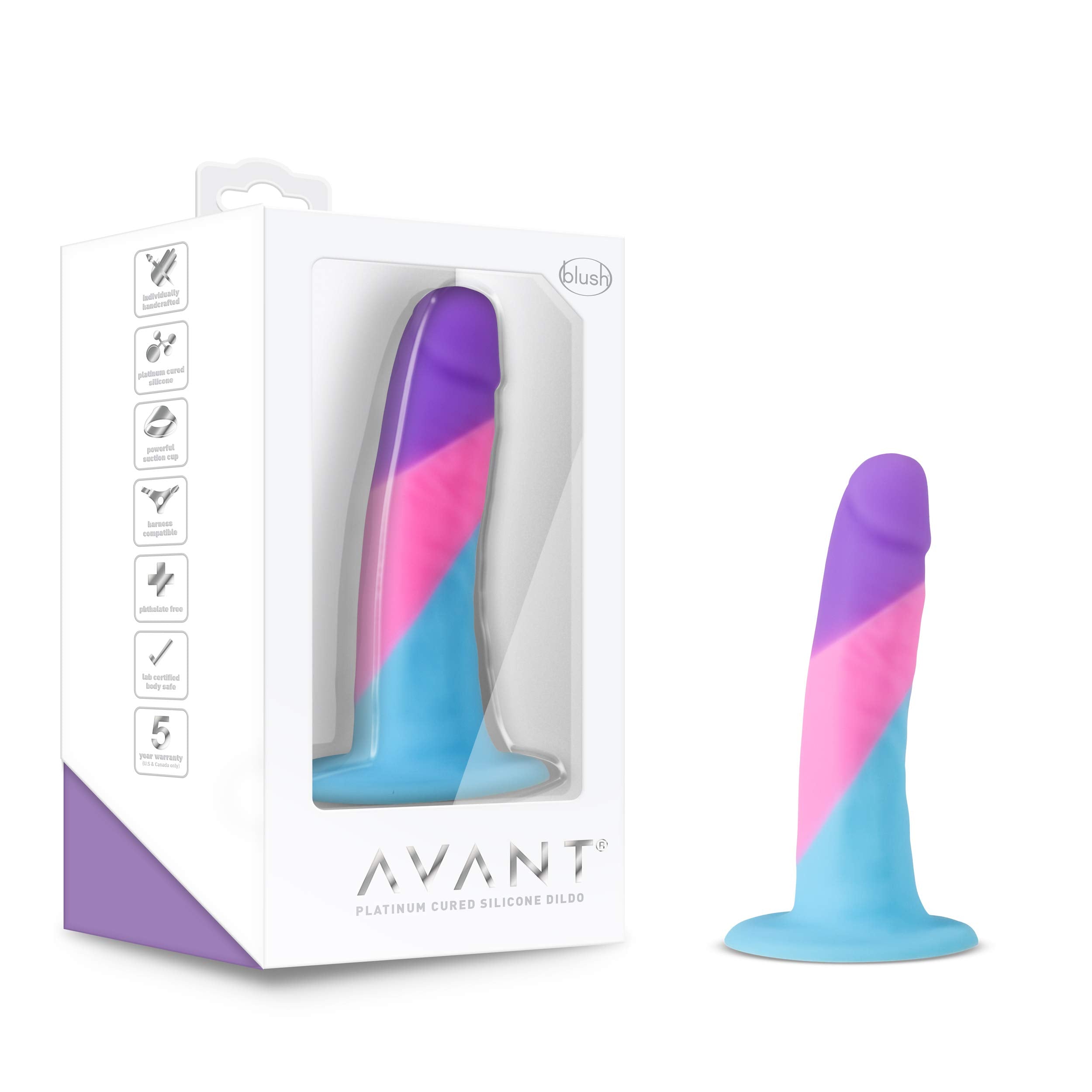 Blush Avant D15 - Platinum Cured Purio Silicone 5.5 Inch G Spot Dildo - Enveloped in Satin Smooth Ultrasilk - Strap On Compatibl