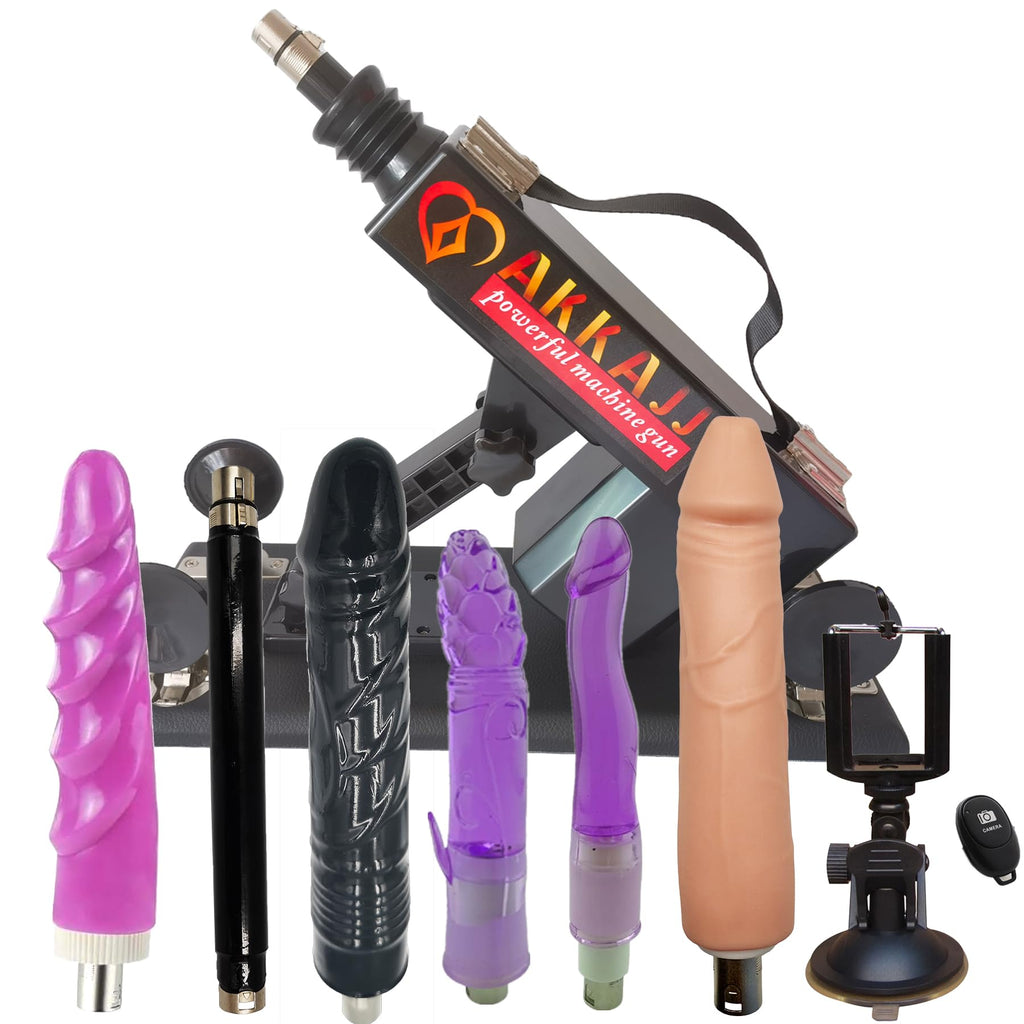 AKKAJJ Sex Machine Thrusting Machine 3 XLR Connector Automatic Telescopic Dildos Adult Sex Toys with Phone Holder Speed Angle Ad