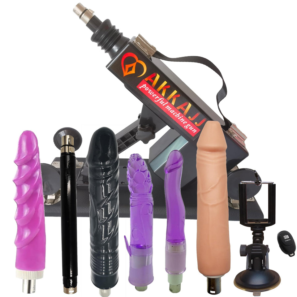 AKKAJJ Sex Machine Thrusting Machine 3 XLR Connector Automatic Telescopic Dildos Adult Sex Toys with Phone Holder Speed Angle Ad
