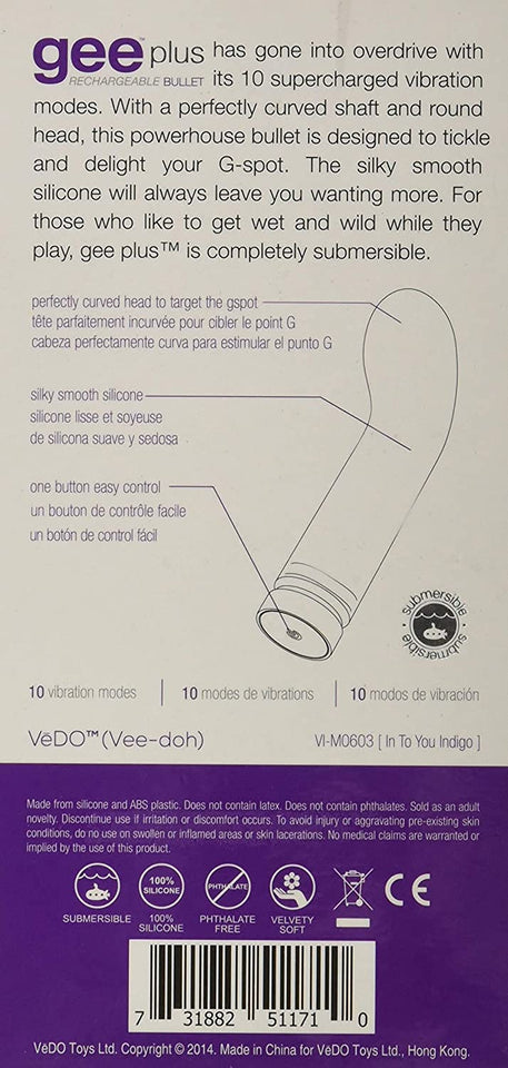 Vedo Gee Plus Rechargeable Vibe, Into You Indigo