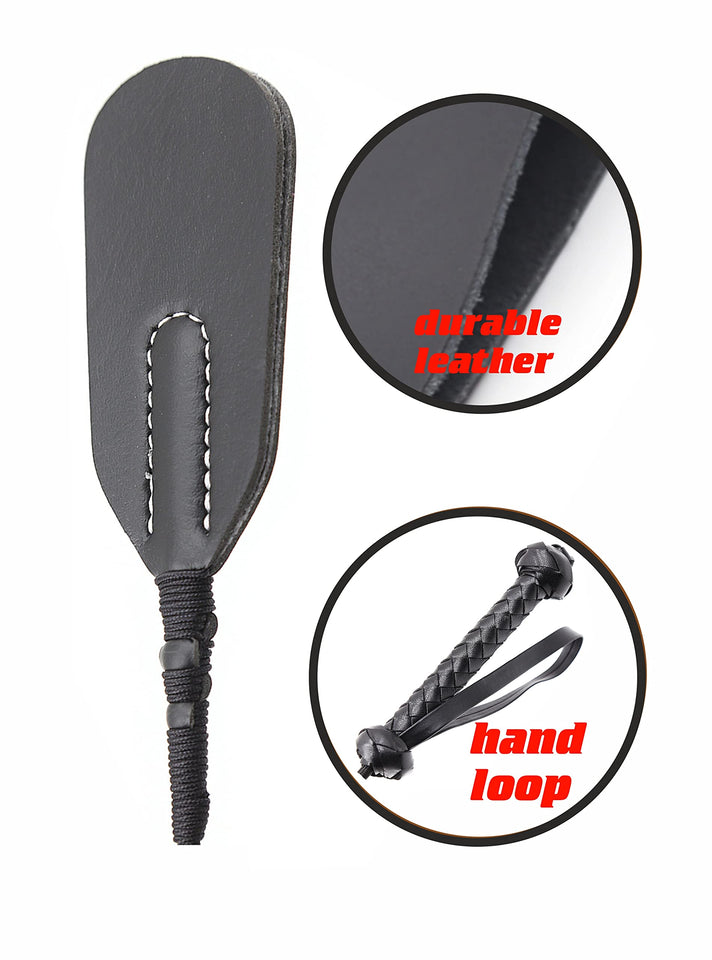 MELLCARE 18 inch Black Luxury Sex BDSM Crop Sex Paddle Premium Bondage Whip Spanking Crop BDSM Whip Adult Sex Toy