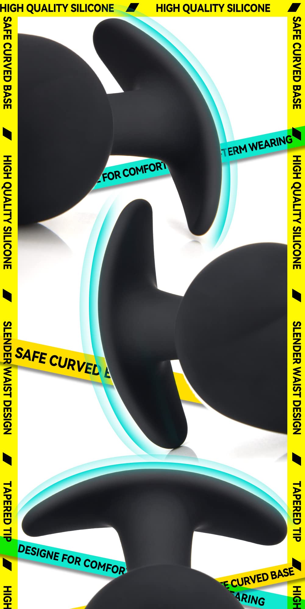 Anal Plug for Comfortable Long-Term Wear - Silicone Butt Plug Dilator with Curved Base & Slender Waist - 6.14 x 2.51 Inch Prosta