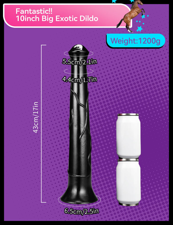 Faak Realistic Horse Dildo 17Inch Huge Thick Animal Dildo Anal Plug For Man Adult Toys For Women And Men Couples (Black)