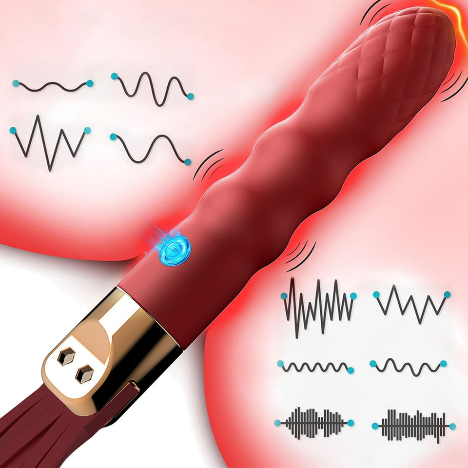 Romi Leather Sex Whip Spanking Flogger with Anal Vibrator 10 Vibrating Modes G Spot Massage Multifunction Pleasure Wands for Fet
