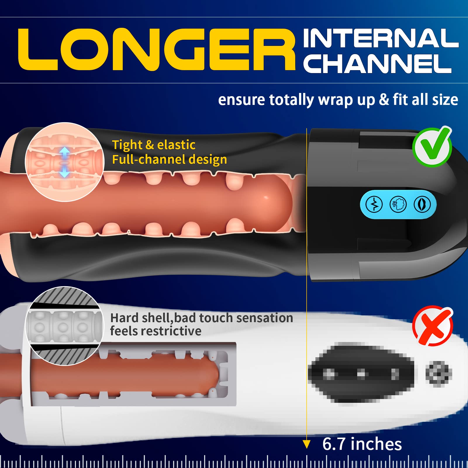 Sex Toys for Men Male Masturbator - 5.5'' Depth Adult Male Sex Toys with 7 Vibrating & 7 Sucking & LCD Control Penis Pump Pocket