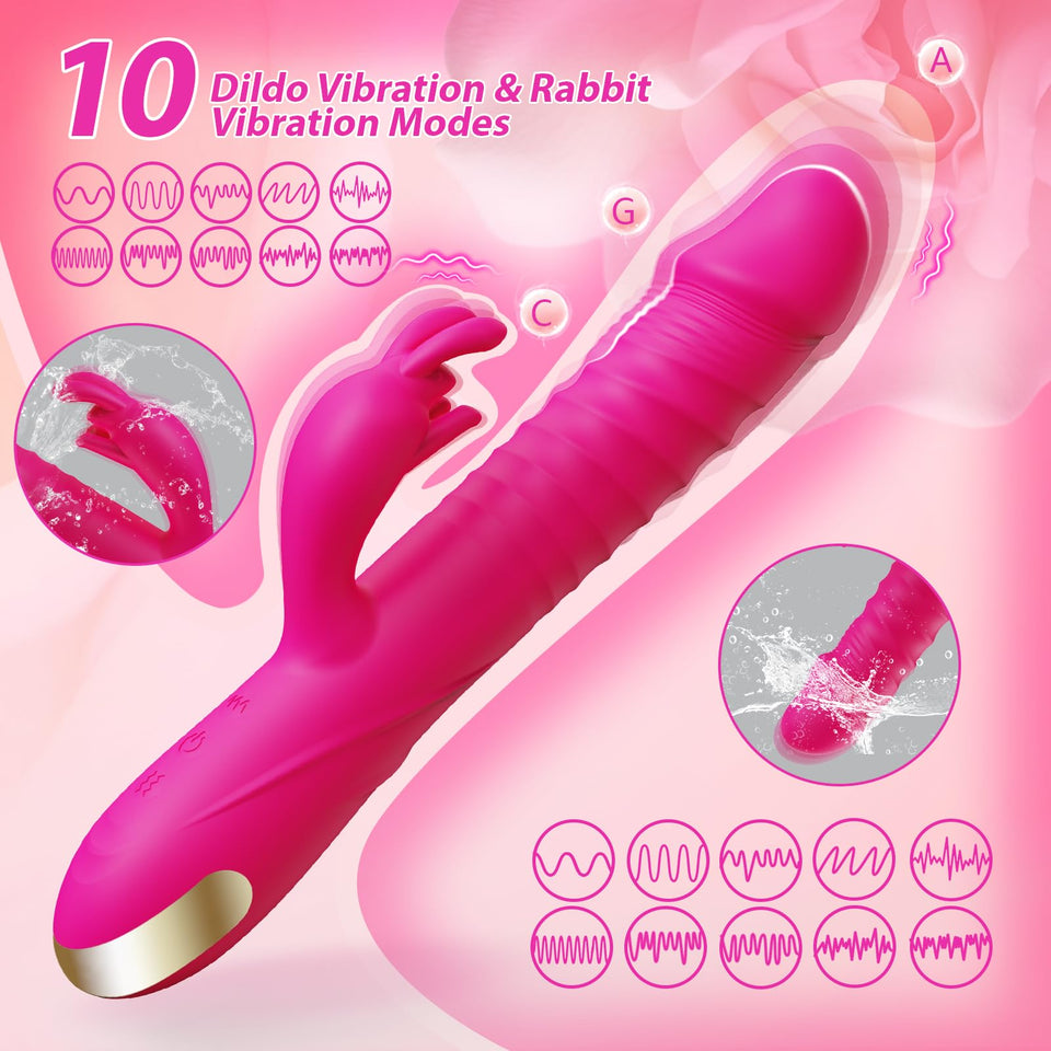 SUPOLA Thrusting Dildo Vibrator Adult Toys for Women - Sex Toys Dildos Rabbit G Spot Vibrator with 3 Fast Thrusting & 10 Vibrati