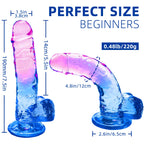 Realistic Dildo Clear Silicone 7.8 '' Blue-Purple Gradient Dildo with Strong Suction Cup for Women Hand Free Play Flexible Soft