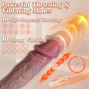 Thrusting Dildo Vibrator Sex Toys - Realistic G-Spot Silicone Suction Cup Vibrating Dildos with 10 Modes for Anal Vagina Sex Sti