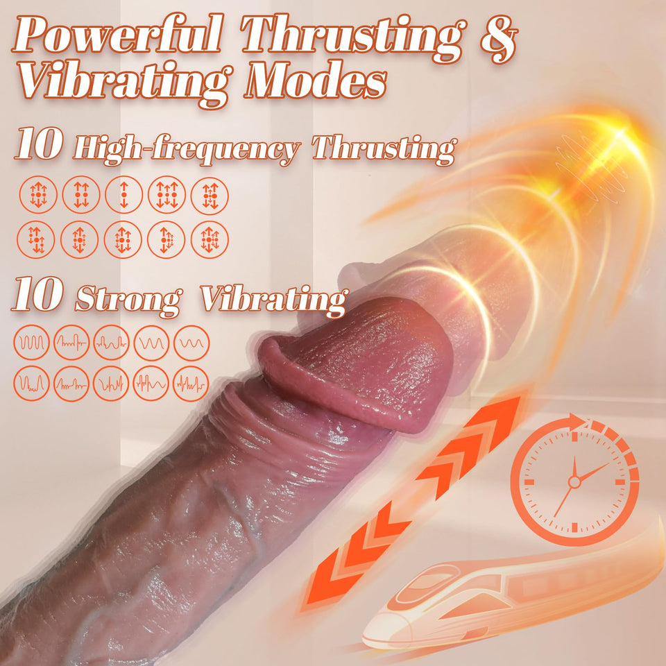 Thrusting Dildo Vibrator Sex Toys - Realistic G-Spot Silicone Suction Cup Vibrating Dildos with 10 Modes for Anal Vagina Sex Sti