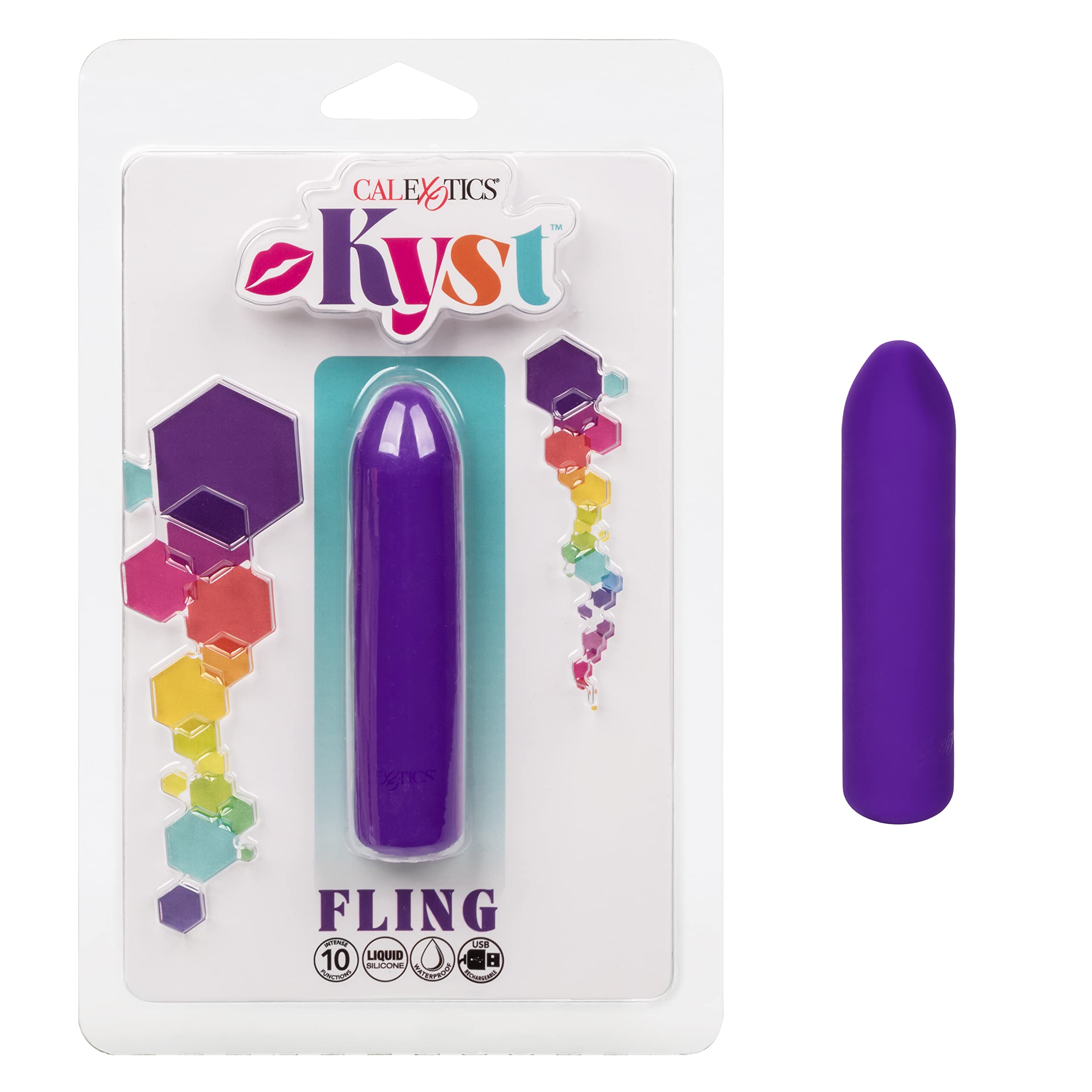 CalExotics Kyst Fling Mini Massager - Liquid Silicone Travel Sized Rechargeable Vibrator -Adult Sex Toys for Women - Purple